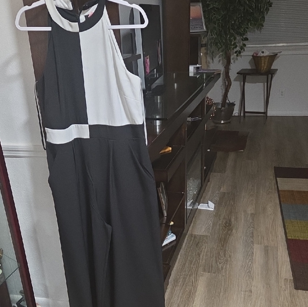 Tahari Monochrome Sleeveless Jumpsuit